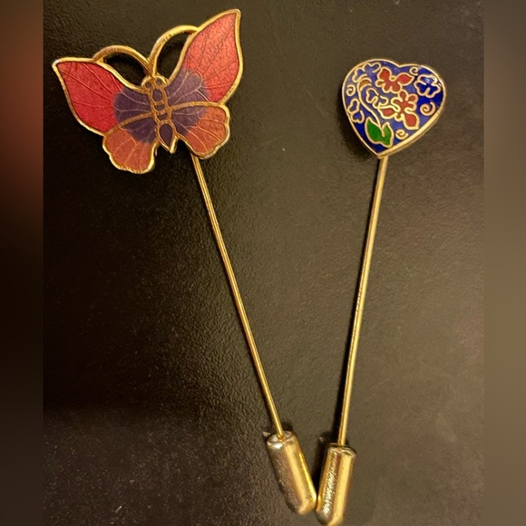 Two Vintage Cloisonne Stick Pins Bundle - Picture 2 of 5